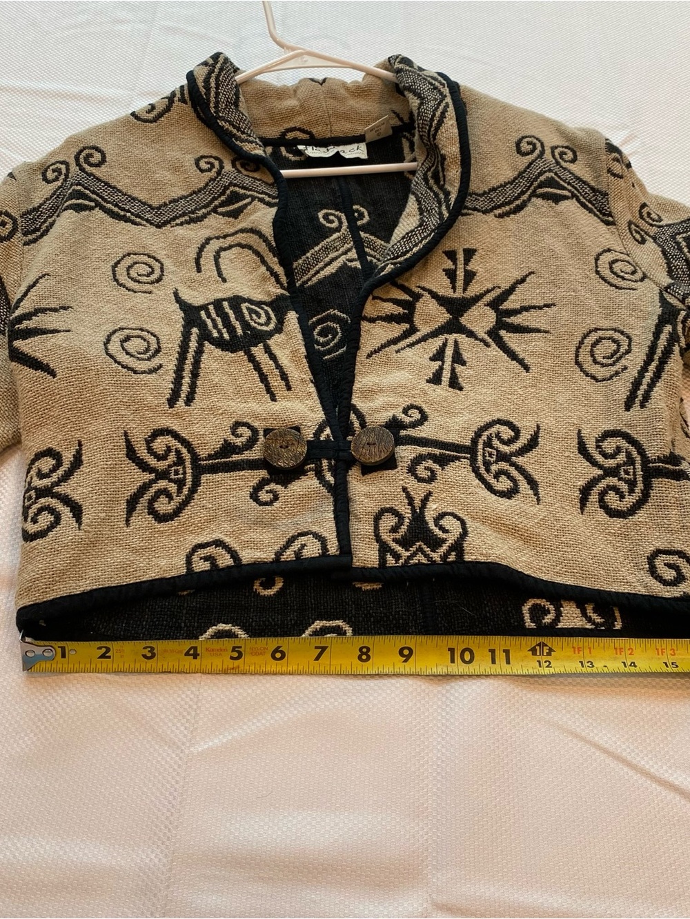 Flashback Vintage Style Beige/Black Tribal Tapestry Pattern Women's Cardigan - Picture 12 of 12